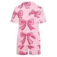 thumbnail image 4 of Yufatyle Summer Pajamas for Women, Valentine's Day Gift 2PC Shorts Set Short Sleeve Button Down Sleepwear Soft Homewear Pink S, 4 of 5