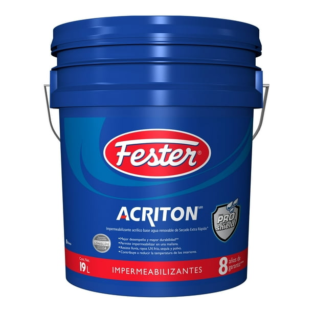 Impermeabilizante Acrílico Base Agua Renovable de Secado Extra Rápido Fester Acriton ProShield 8 Años 19 L Blanco