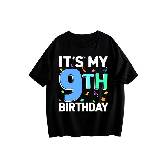 It's My 9th Birthday 9 Nine Happy Birthday Girls T-Shirt Black XS