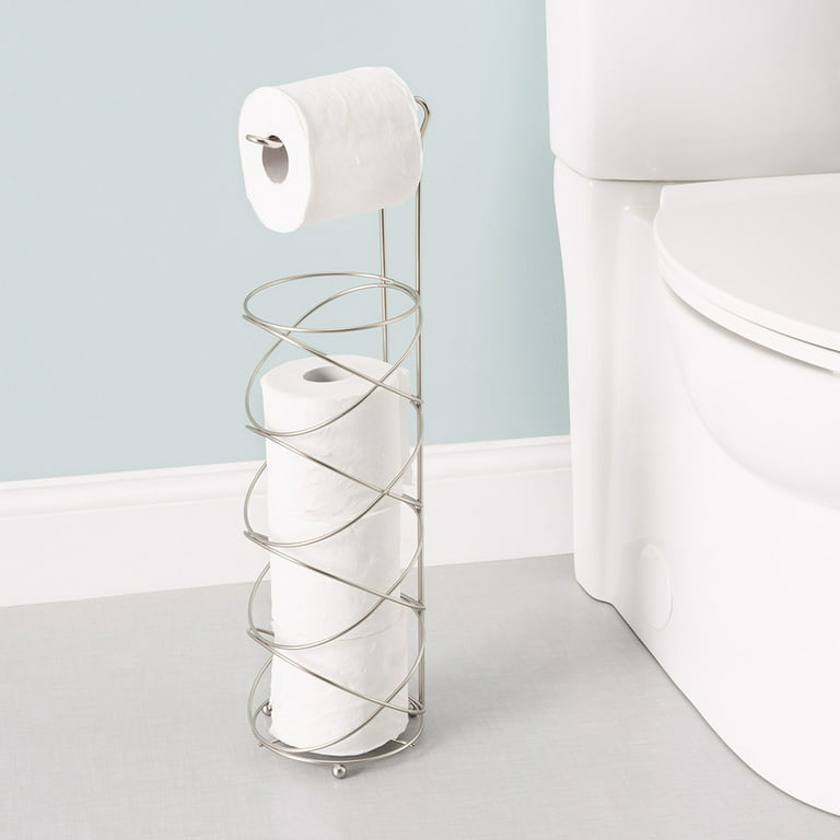 Gatco 1431SN Modern Square Base Toilet Paper Holder Stand, Satin Nickel, 22.25