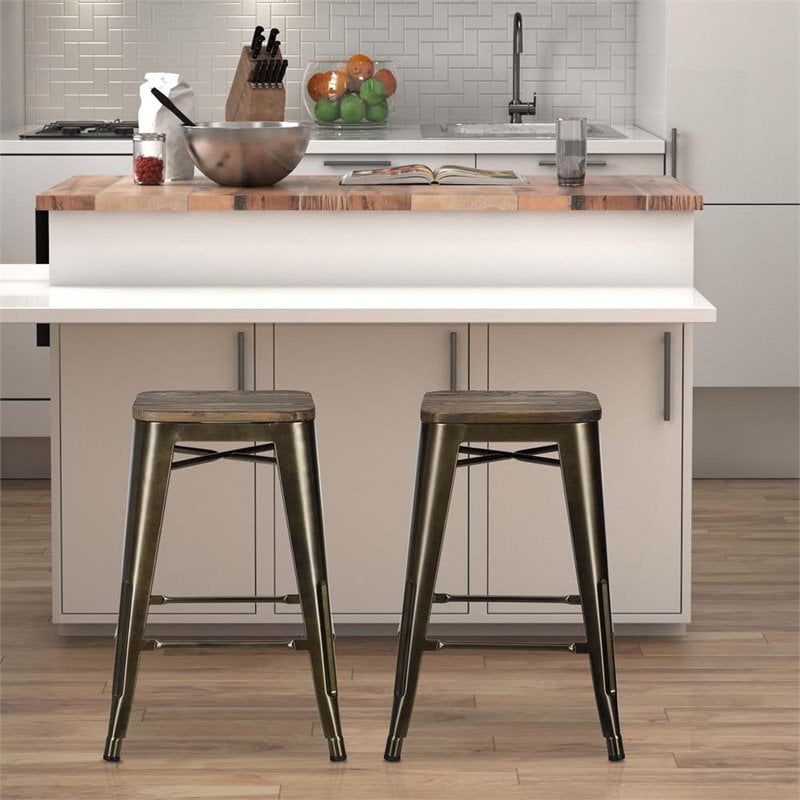 dhp fusion metal backless counter stool