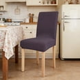 thumbnail image 6 of Dining Chair Cover Stretch Fit | Leaf Pattern Polyester Slipcover Dark Blue, Yellow, Purple, Gold, Green | Washable Seat Protector for Home Restaurant Wedding Banquet Decor | 1 Piece, 6 of 6