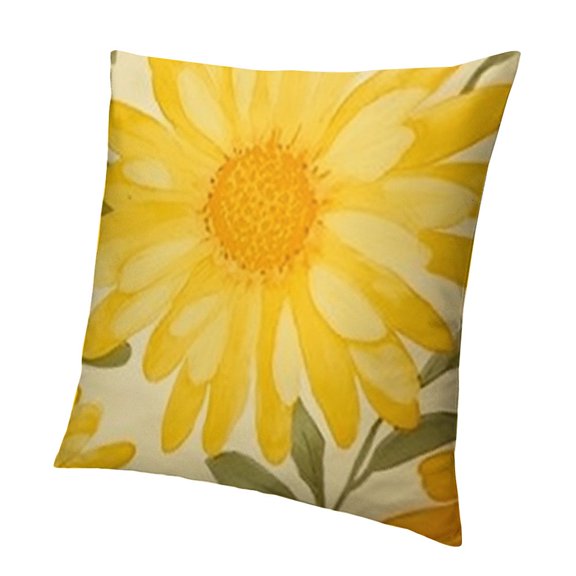 Sweet Summer Daisy Flower Decorative Throw Pillow Covers, Hello Sunshine Yellow Truck Floral Cushion Case Decor, Seasonal Home Decoration for Sofa Couch