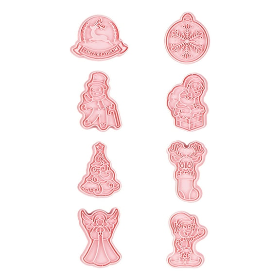 8pcs Christmas Cookie Cutters Set for Biscuit Fondant Embosser Gummy Candy Cake Stamp Mold 3D Xmas Baking Tools