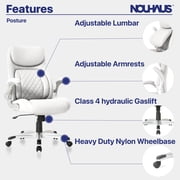 NOUHAUS Posture Ergonomic PU Leather Office Chair, Lumbar Support Executive Desk Chair with FlipAdjust Armrests