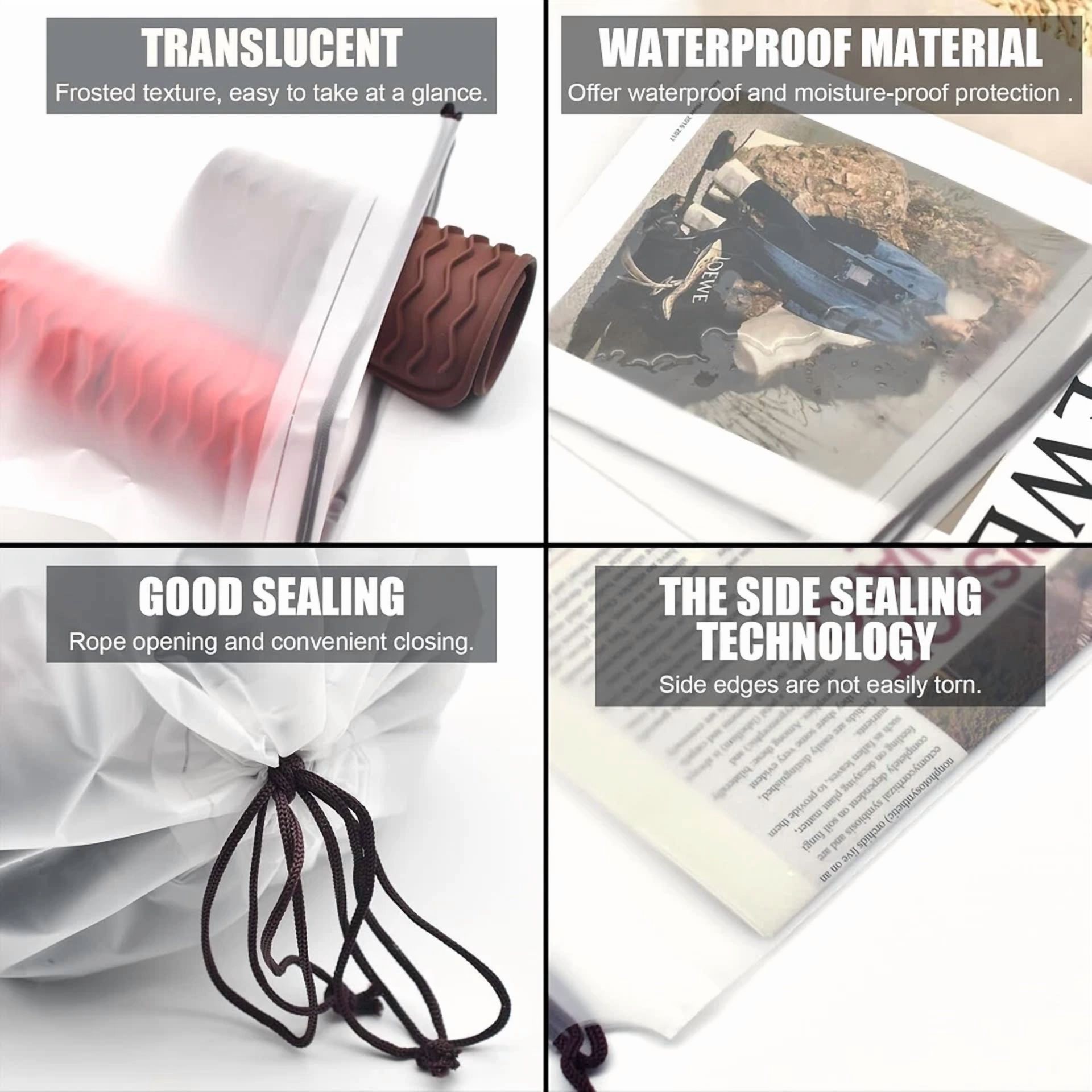 BUTTERFLY- Hoewina Transparent Shoe Bags For Travel With Rope 8Pcs Large Clear Shoe Bag