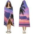 thumbnail image 3 of Wearable Blanket Hoodie Oversized Soft Warm Hooded Blanket Palm Tree Purple Sunset Blanket Throw Wrap Poncho for Women, 3 of 6