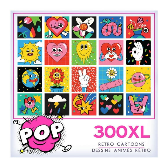 RoseArt - Pop Culture 300 pièces - Autocollants de dessins animés rétro - Puzzle à emboîter pour adultes