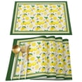 thumbnail image 2 of Lemon Plaid Fruit Kitchen Dining Table r Accessories 4/6pcs Placemat Heat Resistant Linen Tableware Pads Mats, 2 of 7