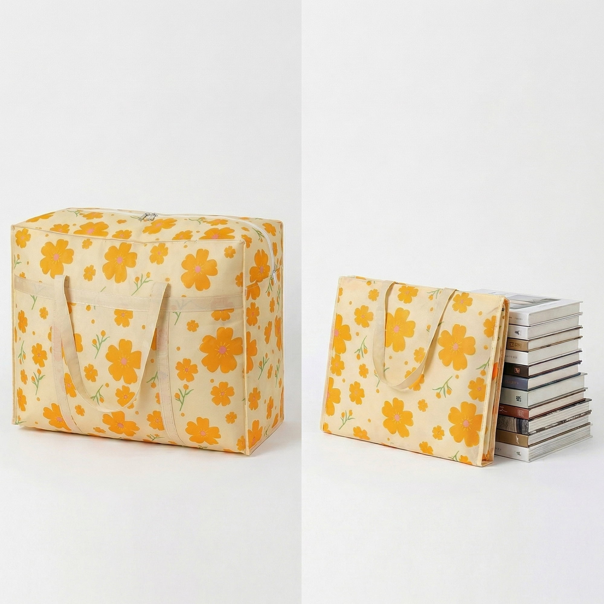 Unique Bargains Foldable Storage Bags for Organizing Livingroom Orange 30.3"x9.8"x21.7"