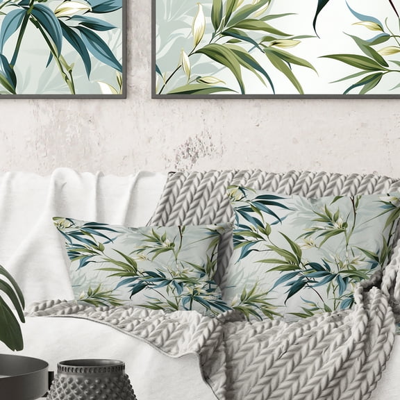 Designart "Zen Essence Of Tropical Bamboo IV" Tropical Printed Throw Pillow