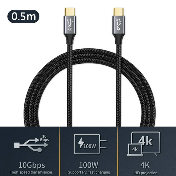 Cable De Sincronización Cable de carga rápida tipo C 3.1 Gen2 PD Cable de datos de 10 Gbps para conmutador (0,5 m)