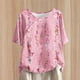 thumbnail image 1 of Fiudx Ofertas Flash Artículos En Oferta Top de Manga Corta con Cuello Redondo y Botones de Lino con Estampado Informal para Mujer, 1 of 5