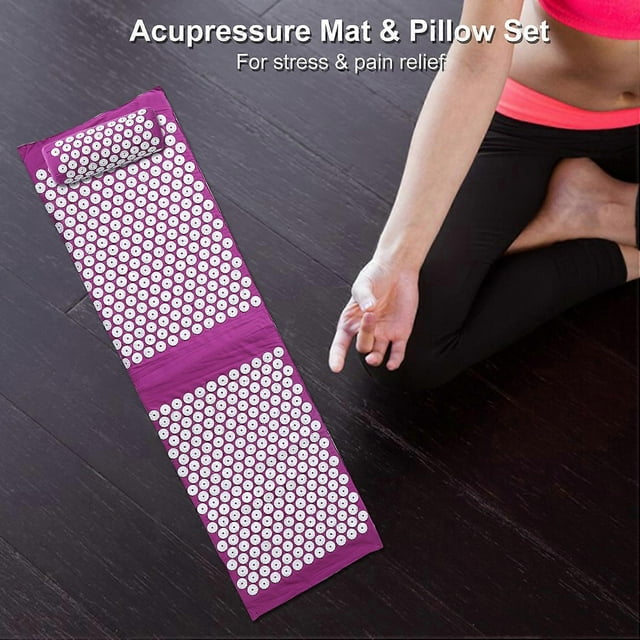 Acupressure Mat & Pillow Set for Stress Pain Relief Health Care Yoga Mat Acupuncture Massage Mat Cushion with Cloth Bag