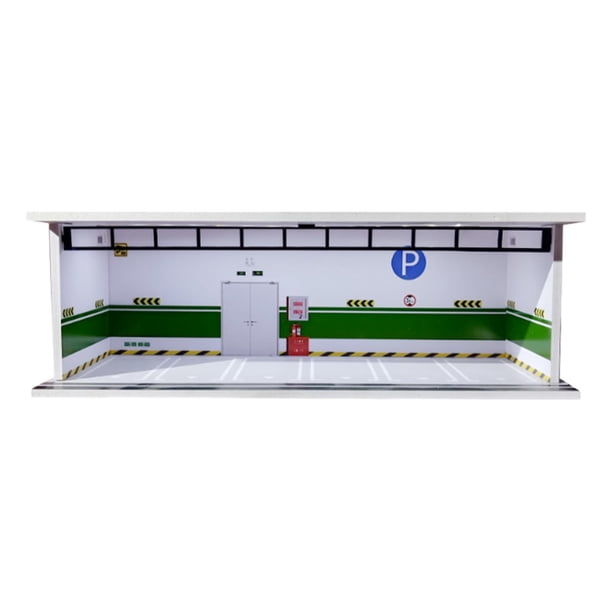 Vitrina de coche a escala 1/64, escena en miniatura, diorama de garaje con adorno de luz Estilo B