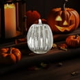 thumbnail image 2 of Halloween Glass Jack-O-Lantern, Fall Decorations for Home, Thanksgiving Table Decor, LED Lighted Collectible Figurines Centerpiece for Tables Mantel Windows, 2 of 4