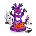 thumbnail image 4 of Cififendec Halloween USB Ghost Seesaw Night Light, 7.08"×6.69", Glowing Spooky Tree Pumpkin LED Table Lamp For Bedroom Nightstand Tiered Tray Holiday Decor, 4 of 6