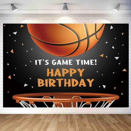 Image of Basketball Happy Birthday Backdrop Decorations Basketball Happy Birthday Banner Basketball Birthday Photo Background for Home Indoor Outdoor Birthday Party Decorations Supplies