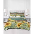 thumbnail image 2 of Quilts Twin-XL Size Bedding Set, Sunflower Lightweight Quilted Comforter, Summer Eucalyptus Botanical Floral Teal Brown Wood Soft Bedspread Coverlet with Pillow Covers for All Season, 68" x 98", 2 of 7