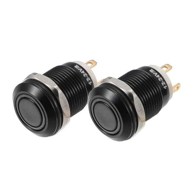 Unique Bargains 2pcs 12mm 0.47' Car Auto Self Locking Latching Push Button Switch Interior 12V 4 Pin Round Yellow Light