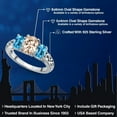 thumbnail image 2 of Gem Stone King 925 Sterling Silver Peach Morganite and Swiss Blue Topaz Filigree Style 3 Stone Ring for Women (2.10 Cttw, Oval 8X6MM and 6X4MM) (Size 8), 2 of 6