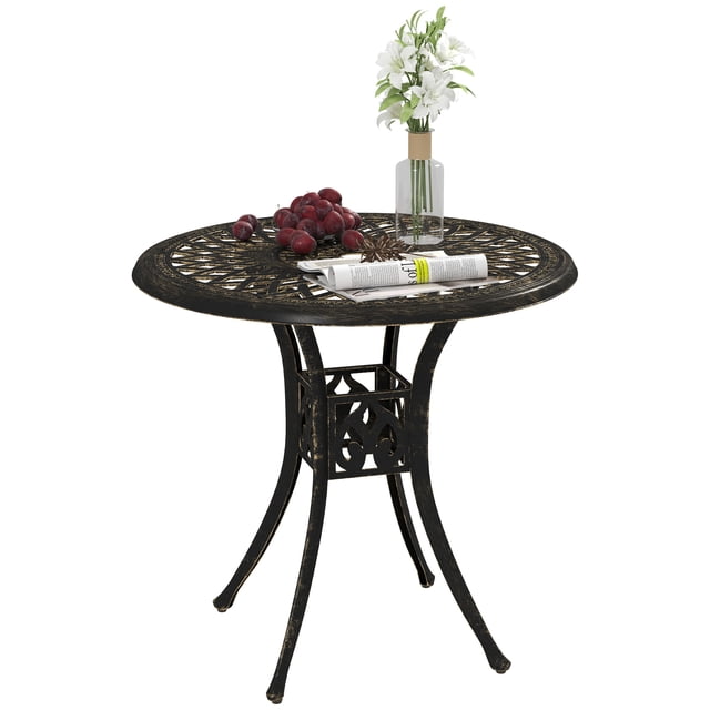 Outsunny 30-inch Round Patio Dining Table, Brown