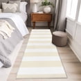 thumbnail image 5 of Cream Striped Large Area Rugs for Bedroom Living Room, Soft Non Slip Carpet Bedside Rug, Modern Farmhouse Cream White Stripes Rectangular Floor Cover Kitchen Accent Rug 2'x6' for Dining Room/Office, 5 of 9