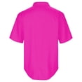 thumbnail image 6 of LIIPEE Men Shirts Casual Solid Color Lapel Short Sleeve Zipper Shirt Male Fashion Regular Fit Tops Comfortable Breathable Soft Summer Beach Shirts,Pink,XXL, 6 of 6