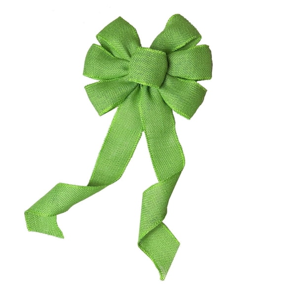 Lime Green Burlap Wreath Bow - 10"" Wide, 18"" Long Tails, St. Patrick's Day, , Gift Wrapping, Wreaths, Bows, Present, Easter, Spring, Halloween, Farmhouse, Summer, Christmas