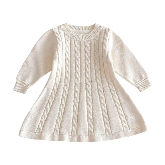 Mikilon Girls Fall Dress Size 6 Months-5 Years Comfortable Sweet Princess Dress Casual Solid Color Ruffled Cute Dress Chirstmas Day Long Sleeve Dress