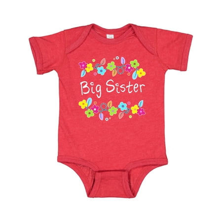 

Inktastic Big Sister - bright flowers Gift Baby Girl Bodysuit