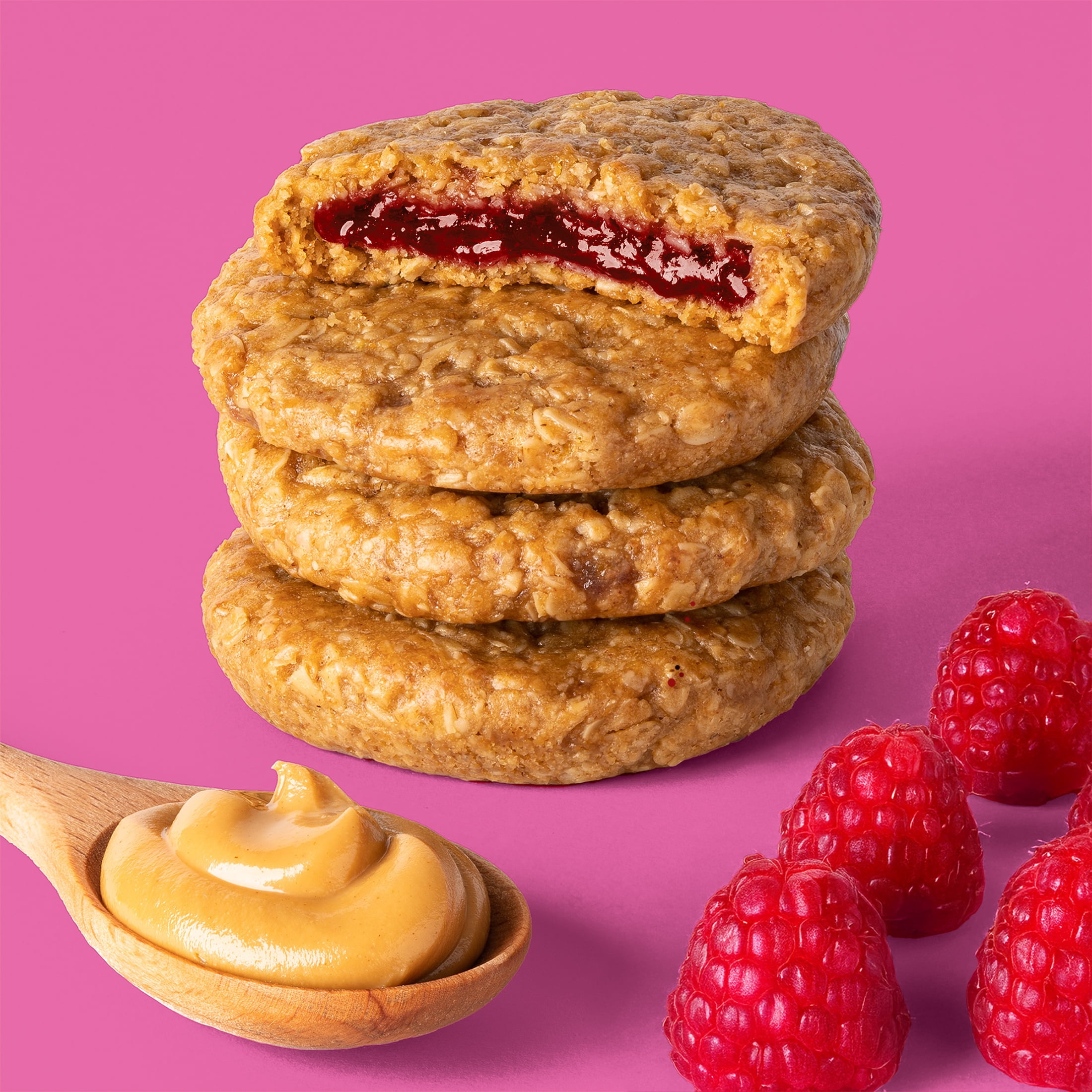 (6 pack) Bobo's PB&Js, Peanut Butter Oat Crust With Raspberry Filling, 5 Pack of 2.1oz oat snacks