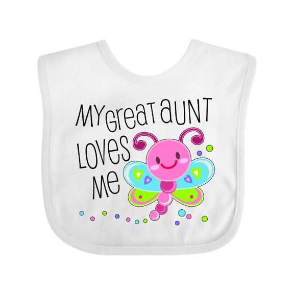 Inktastic My Great Aunt Loves Me Cute Dragonfly Boys or Girls Baby Bib