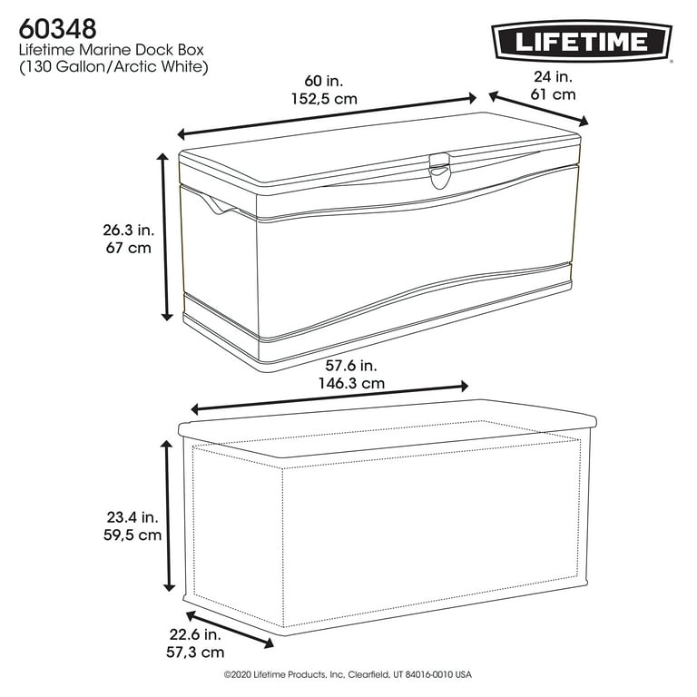 Lifetime 130 Gallon Marine Deck Storage Box White Color