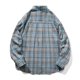 thumbnail image 3 of Camisas De Vestir Para Hombre Camisa con capucha a cuadros informal de negocios de primavera y otoño para hombres (Blue, L), 3 of 7