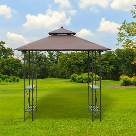 8' 2-Tier Outdoor BBQ Grill Gazebo w/ Bar Shelves