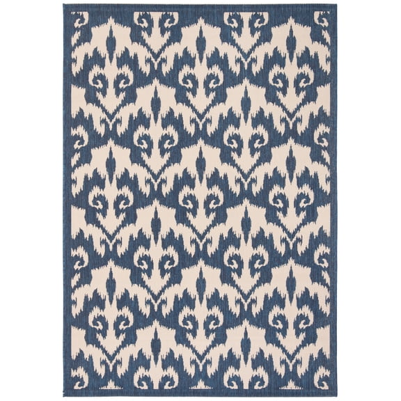 Safavieh Courtyard Millard Geometric Indoor/Outdoor Area Rug, Navy/Beige, 5'3" x 7'7"