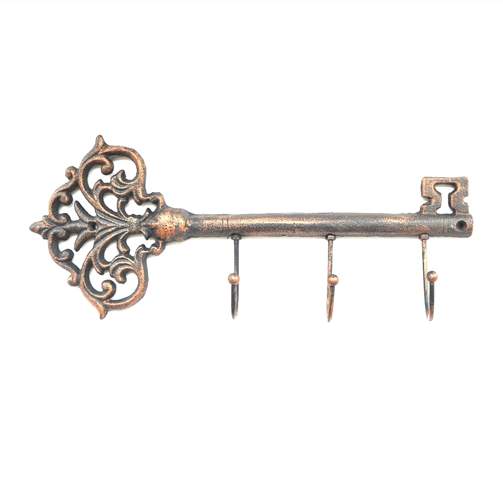 Cast Iron Key Holder Vintage Wall Hanger 3 Hooks 