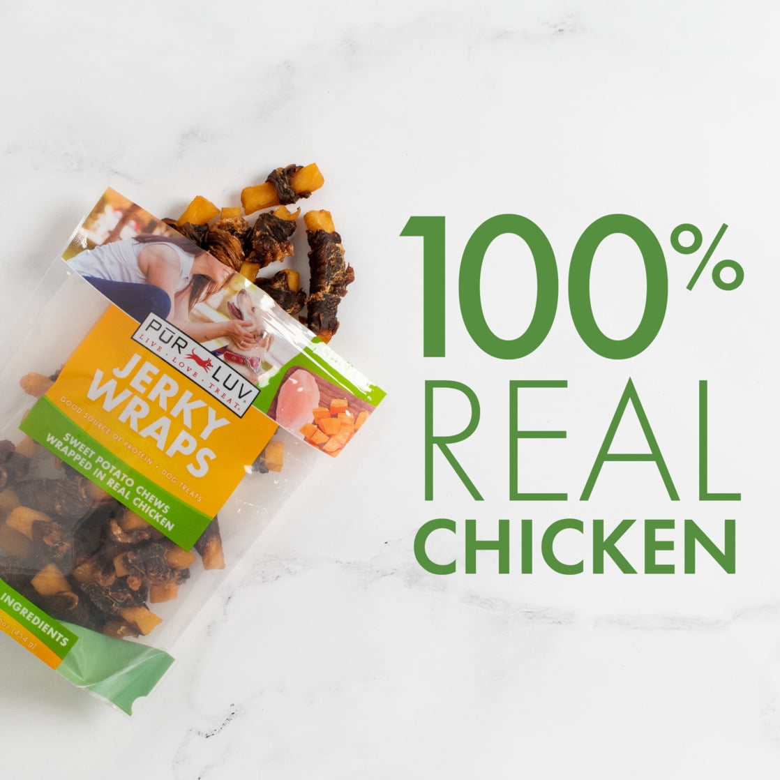 PUR LUV K9 Chicken and Sweet Potato Jerky Wrap Dog Treats, 16 oz