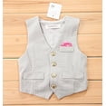 thumbnail image 2 of stylesilove Toddler Boys Gold Buttons Tuxedo Suit Vest with Faux Pocket Square for Casual and Formal Event (140/6-7 Years, Grey), 2 of 5
