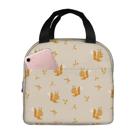Insulated Lunch Bag for Women Men - Simple cute squirrel yellow Leakproof Cooler Lunch Box for Women Men  Lunch Tote Bags for Work School Picnic Travel