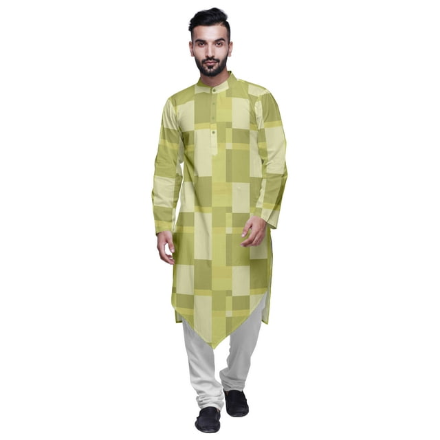Atasi Cotton Flex Asymmetrical Long Sleeve Kurta For Men Printed Designer Kurta