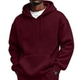 thumbnail image 2 of Dwellite Men's Oversized Hoodie Waffle Knit Sweatshirts Casual Hooded Pullover Athletic Hoodie with Pocket Wine XL, 2 of 8