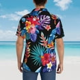 thumbnail image 4 of Gukieu Tropical Palm Leaves Print Men's Short-sleeved Shirts, Button-down Lapel Hawaiian Shirts, T-shirts, Beach Vacation Summer Casual Wear,XX-Large, 4 of 7
