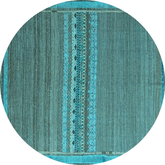 Ahgly Company Indoor Round Abstract Light Blue Modern Area Rugs, 5' Round
