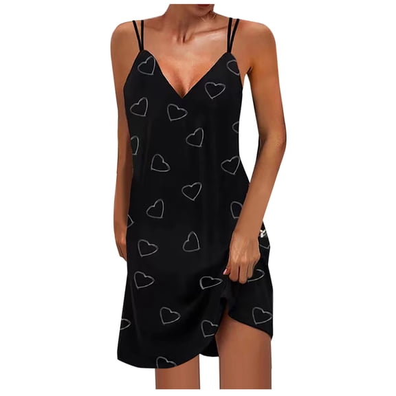 IROINNID Sundress For Women Trace less V-Neck Double Shoulder Suspender Dress Short Prints Dress