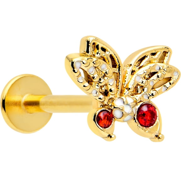 Body Candy Flat Back Cartilage Earring - 16 Gauge 5/16 316L Surgical Steel Butterfly Drama Stud Earring for Cartilage, Conch, Helix, Labret, Tragus, Monroe