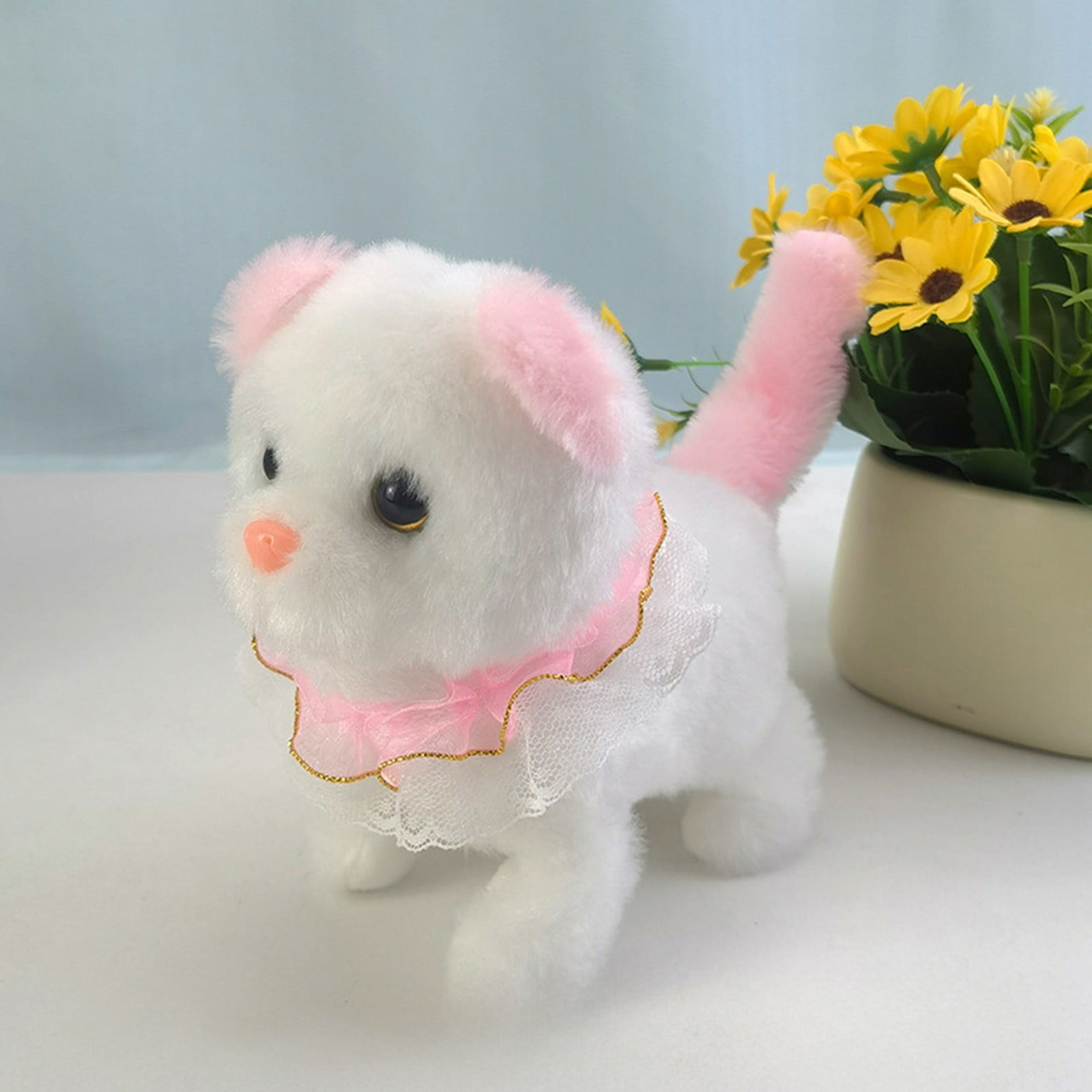 Xecvkr Stuffed toys Call and Walk Simulation Kitty toy for Children Indoor Dolls for Boys and Girls Holiday Birthday Gifts Soft Cuddly Companion for Bedtime and Naps