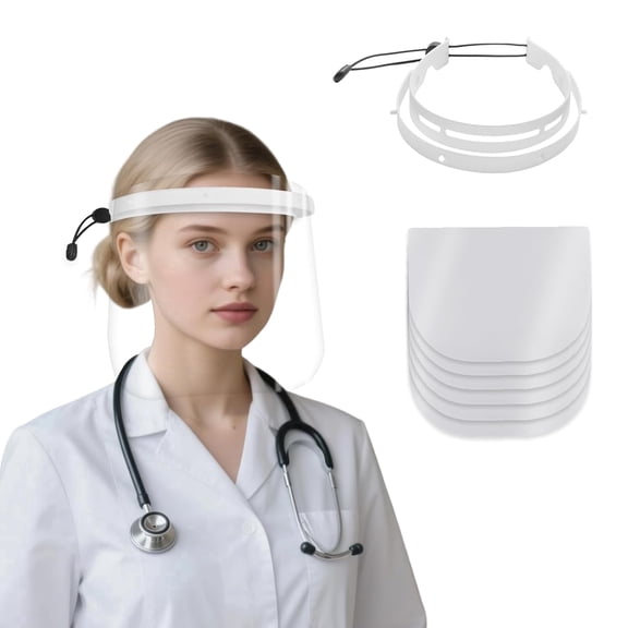 Laptom Max Face Shield Reusable Clear White for Safety, 10 Count