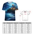 thumbnail image 2 of Lighthouse Sunrise Coast Scenery Pale Blue Tan Women's Short Sleeve T-Shirt Crew Neck Casual Summer Trendy Loose Fit Tops, 2 of 6